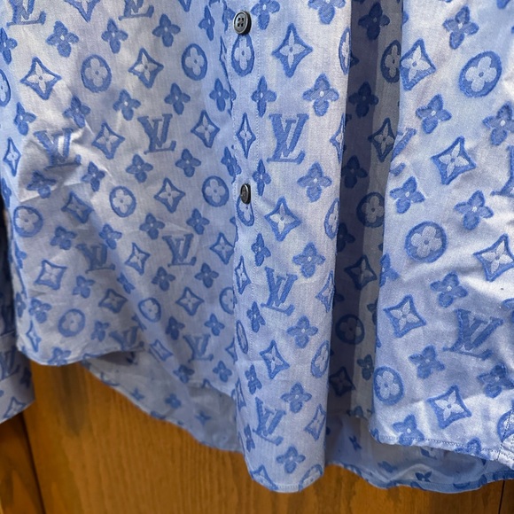 Louis Vuitton Blue Monogram Dress Shirt - Picture 6 of 9